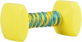 Duvo+ hondenspeelgoed Dumbell met touw Blauw/geel 10x5cm
