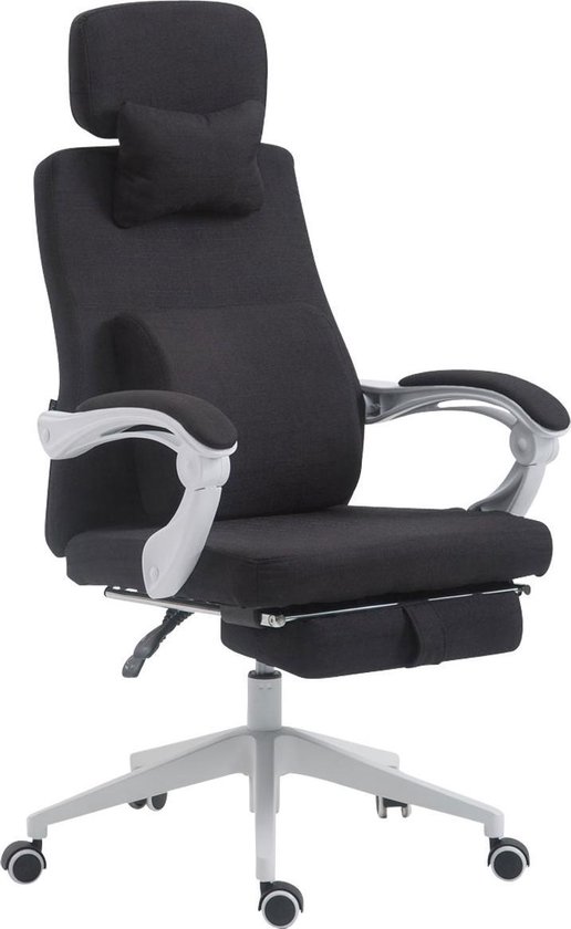 Bureaustoel - Bureaustoelen voor volwassenen - Hoofdkussen - Voetensteun - Verstelbaar - Stof - Zwart - 62x63x137 cm