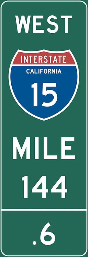 Signs-USA Verkeersbord - Mile Marker Amerika - California - Wandbord - 55 x 20 cm