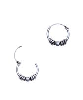 Oorbellen dames | Oorring/oorringen | Zilveren Bali hoops spiralen en bolletje, 12 mm | WeLoveSilver