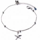 Zilveren- Armband -Zeester -16 cm-Belletje-Dames- smalle pols