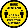 Tweetalig - rond - 200 mm -  Keep your distance - houd afstand - antislip - COVID-19 - Corona - sticker - 20 cm -  vloersticker