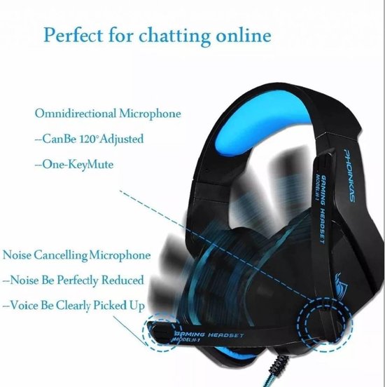 Multi-Platform Gaming Headset Over-Ear Hoofdtelefoon – Bedraad 3,5 mm Jack – Microfoon – LED – Geschikt voor PS5, PS4, Xbox One, PC, Laptop, Nintendo Switch