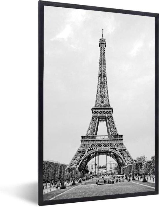 Poster met Eiffeltoren zwart wit - Zwart-Wit foto van Eiffeltoren - fotolijst... |