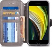 AZNS Hoesje Retro Wallet Book Case Grijs Geschikt voor Apple iPhone SE (2020/2022)