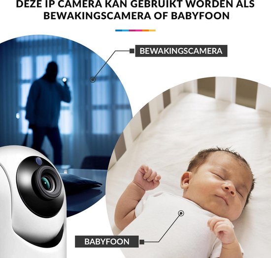 YONO IP Camera met Bewegingsdetectie – WiFi Beveiligingscamera – Huisdiercamera – Babyfoon met Camera en App – Wit - YONO