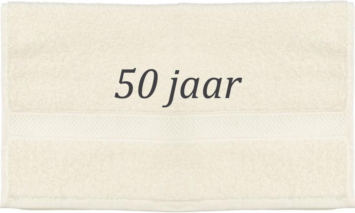 Handdoek - 50 jaar - 100x50cm - Creme