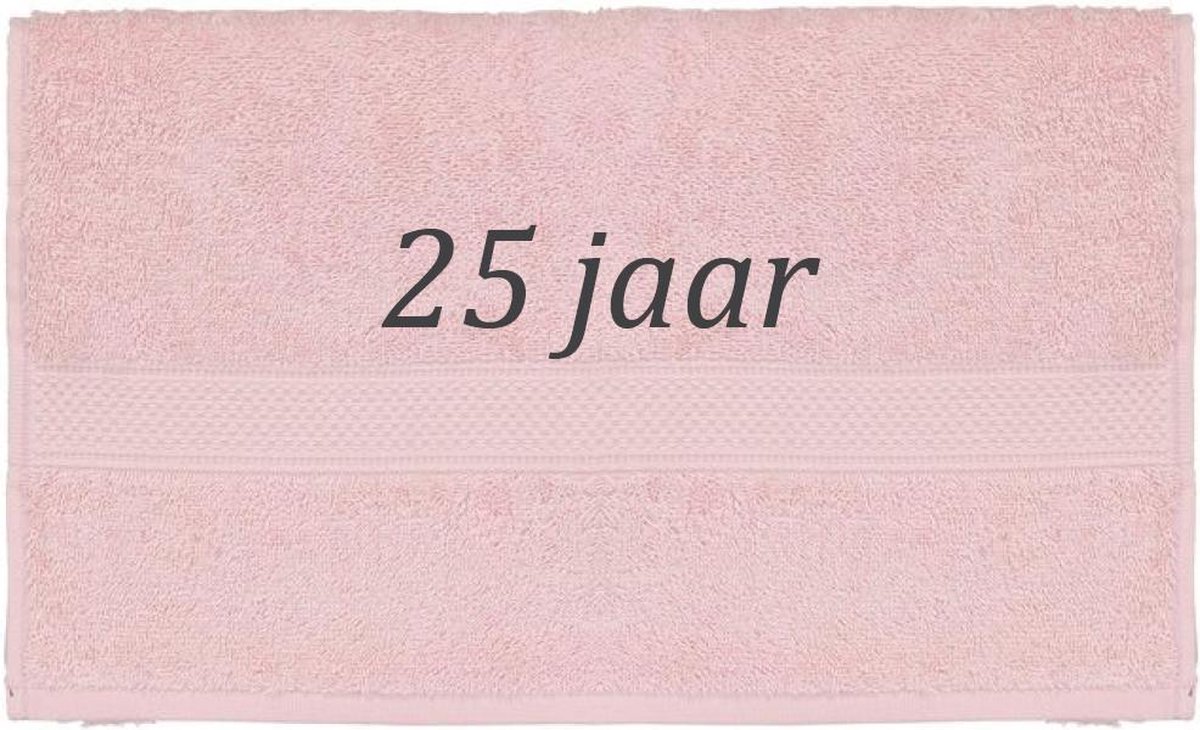 Handdoek - 25 jaar - 100x50cm - Roze