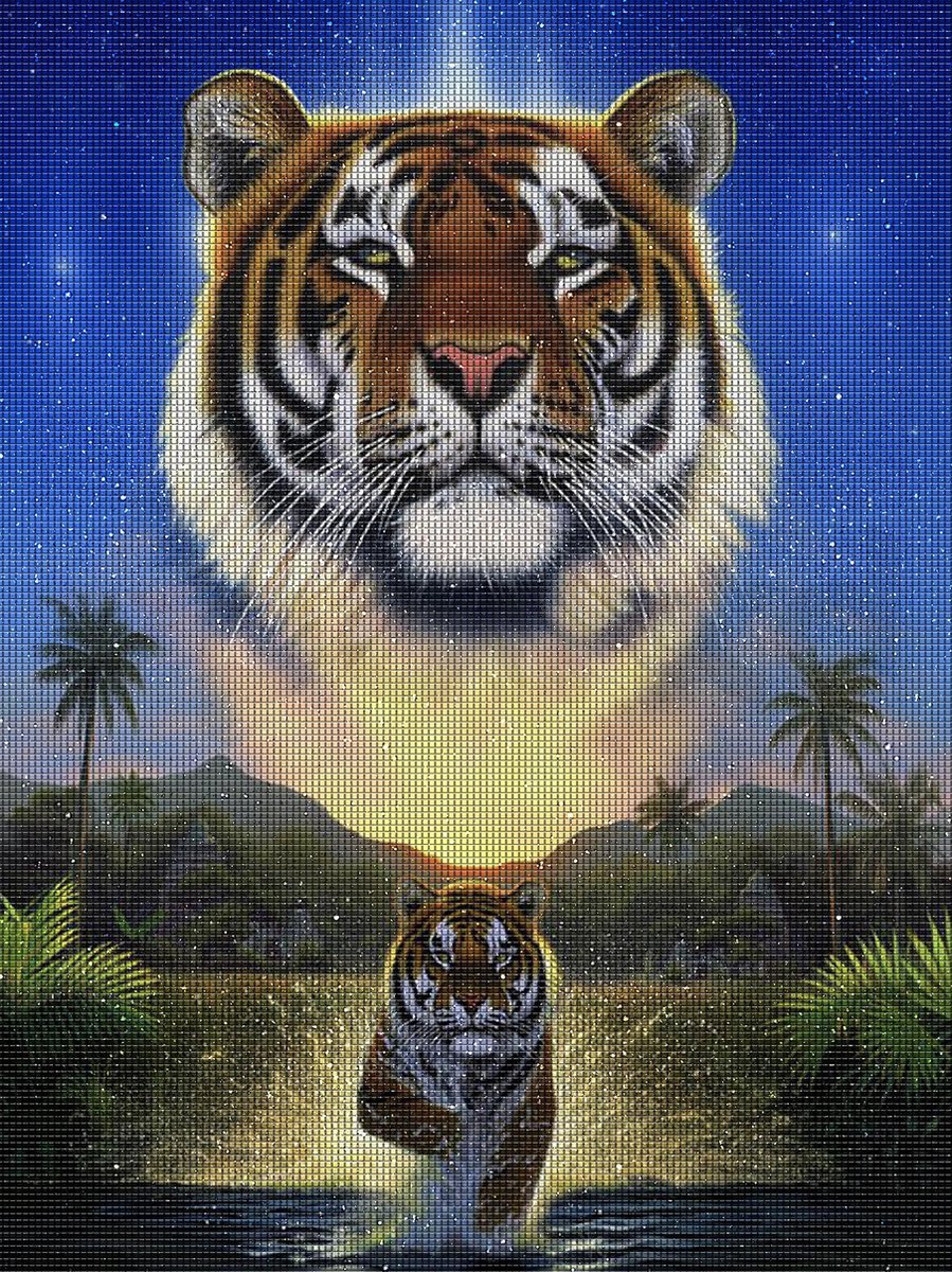Lion King Tijger Natuur - VIERKANT - 30x40cm - Diamond Painting Volwassenen - Paintd — afbeelding 8