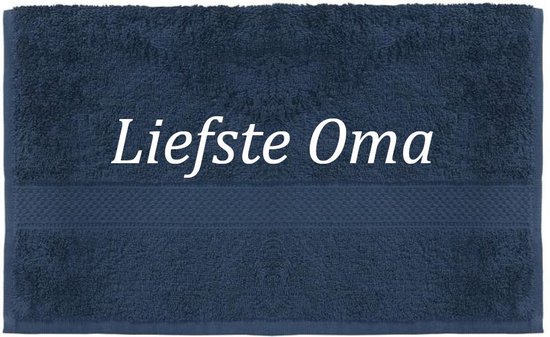 Handdoek - Liefste Oma - 100x50cm - Donker blauw