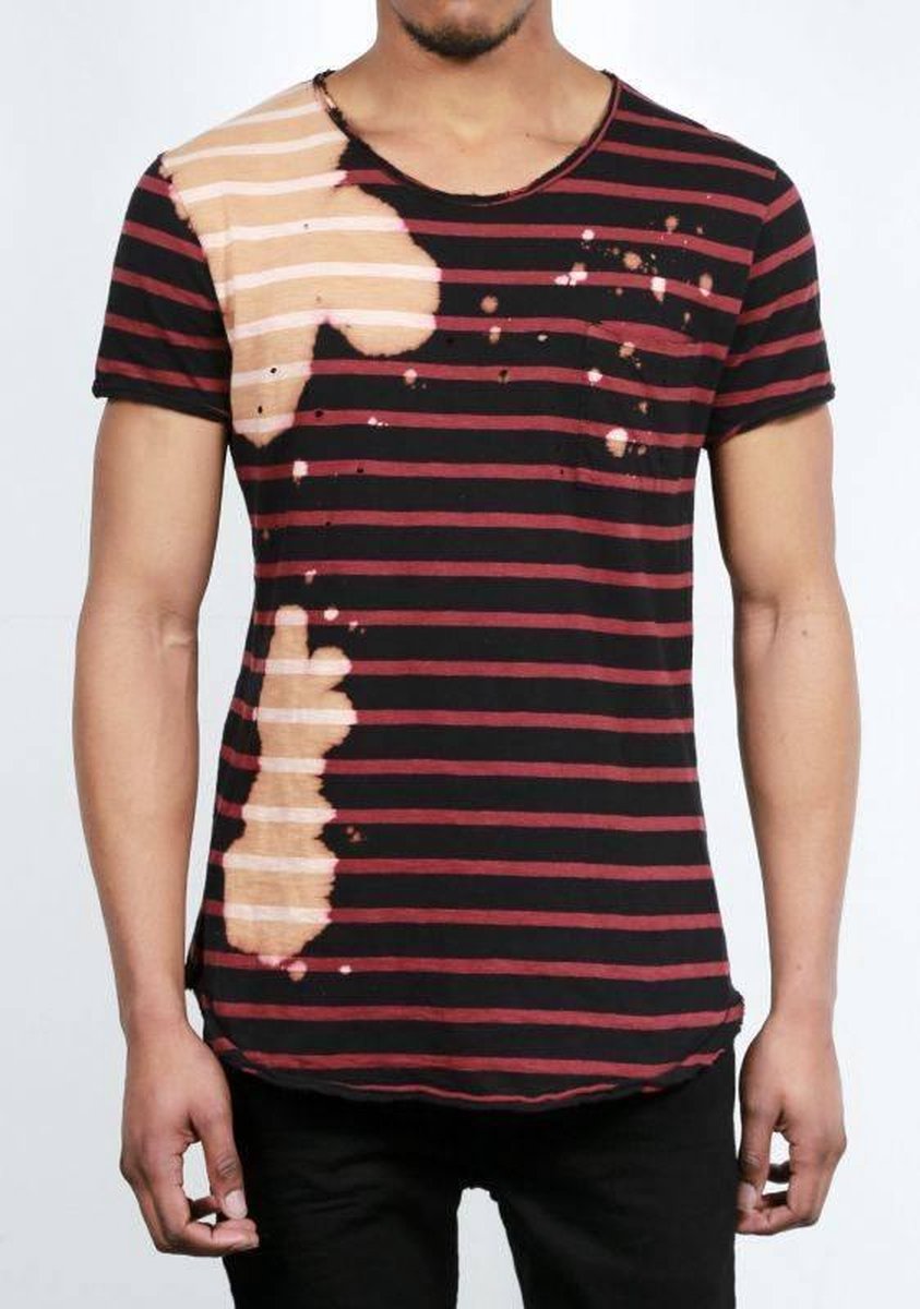 Tigha Leno Stripes Acid Shirt - Kleur Zwart/Rood/ Oranje - Maat S