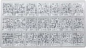 Kralendoos - Letterkralen Medeklinkers Groot Gat (6 x 6 mm) White-Black (35 kralen per letter)