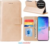 Samsung Galaxy A41 Hoesje - Lederen Wallet Case - Book Case met Kaarthouder - Portemonnee Hoesje  - magneetlipje - Goud - Epicmobile