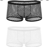 Mannen Boxershort Fishnet See Through zwart - Maat M - Mannen erotische visnet Boxers transparant - Sport boxershort fishnet heren