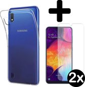 Hoesje Geschikt voor Samsung M10 Hoesje Siliconen Case Hoes Met 2x Screenprotector - Hoes Geschikt voor Samsung Galaxy M10 Hoes Cover Case - Transparant