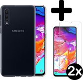 Hoesje Geschikt voor Samsung A70 Hoesje Siliconen Case Hoes Met 2x Screenprotector - Hoes Geschikt voor Samsung Galaxy A70 Hoes Cover Case - Transparant