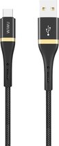 Let op type!! WIWU Elite Series ED-101 2.4A USB naar USB-C / Type-C Interface Nylon Gevlochten snelladende datakabel  kabellengte: 1 2 m