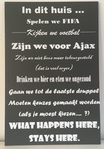 Tekstbord "Ajax" Antraciet/wit 60cm x 40cm