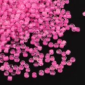 rocailles 11/0, glas, transparant met binnenin fuchsia, 30000 stuks, 450 gram