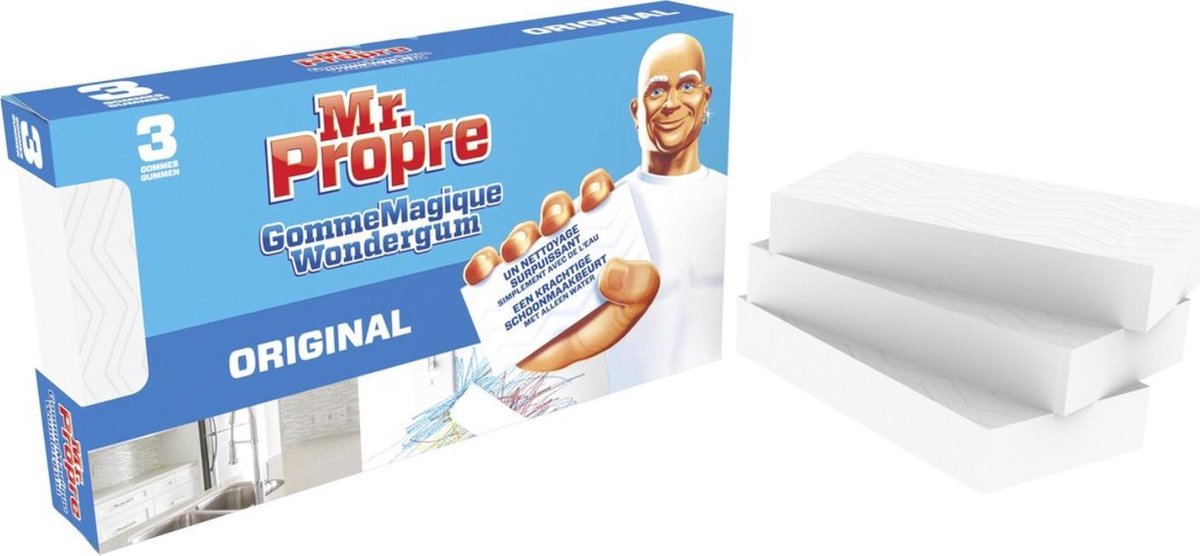 MR PROPER Wondergum Wonderspons Krachtige Schoonmaakbeurt Met Alleen Water - 3 Gommen