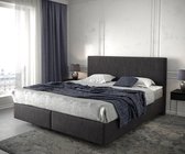 Bed Dream-Well Zwart 180x200 cm Microvezel stof met matras en topper boxspring-bed