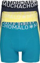 Muchachomalo boxershorts (3-pack) - heren boxers normale lengte - donkerblauw - geel en petrol -  Maat: L