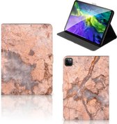 Tablet Hoesje met foto iPad Pro 11 (2020) Tablet Hoes met Standaard Marmer Oranje