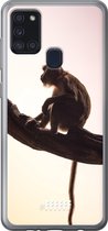 Samsung Galaxy A21s Hoesje Transparant TPU Case - Macaque #ffffff