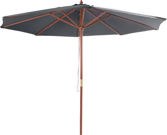 Parasol - Houten parasol - Stok parasol - Tuin parasol - Parasol grijs -  Parasol met... | bol.com