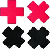 Zwart Kruis en Rood Kruis tepel stickers 2 paar (4 st.) - erotische tepelstickers