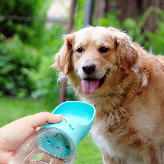 Honden water fles - Blauw - Drinkfles Honden - XL - Draagbare Drinkfles Dieren - Drinkbakken - Hoge kwaliteit - Drinkfles voor onderweg - Lekvrij - XL versie 550 ML - Speelgoedje inbegrepen