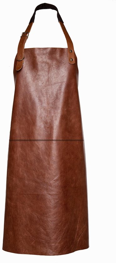 Xapron luxe leren (BBQ) schort Tennessee - kleur Cognac (lichtbruin)