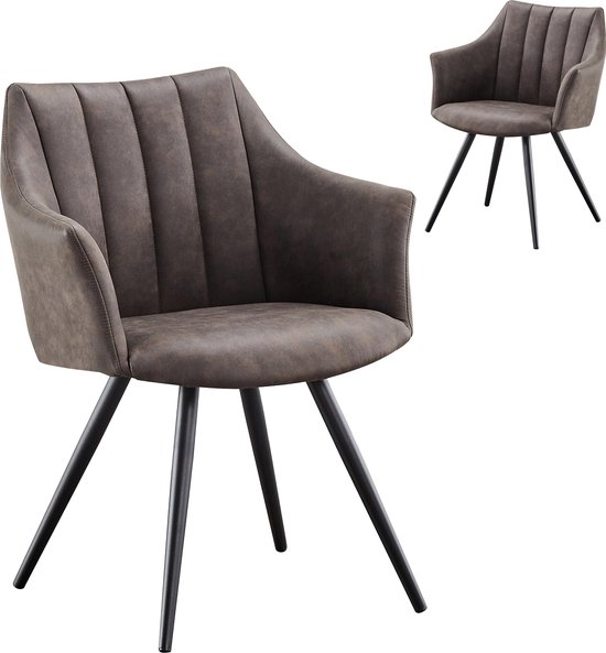 Set van 2 stoelen modern 81 cm donkergrijs et zwart | bol.com