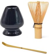 Winkrs | Matcha Thee set met Bamboe klopper, garde houder (zwart) en lepel - Japanse Theeceremonie