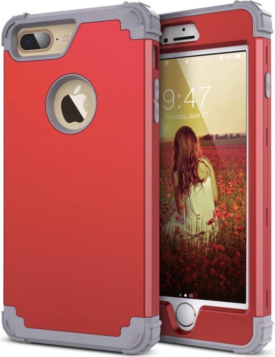 Geschikt voor Apple iPhone 7 Plus - iPhone 8 Plus Backcover - Rood - Shockproof - Armor