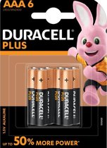 Duracell Plus alkaline AAA-batterijen, verpakking van 6