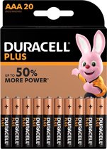 Duracell Plus alkaline AAA-batterijen, verpakking van 20