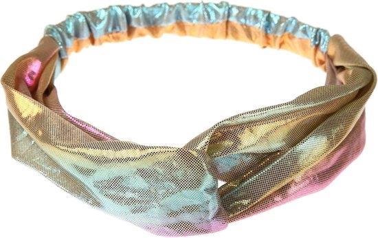 Metallic Carnaval Haarband / Hoofdband | Polyester | Regenboog / Rainbow