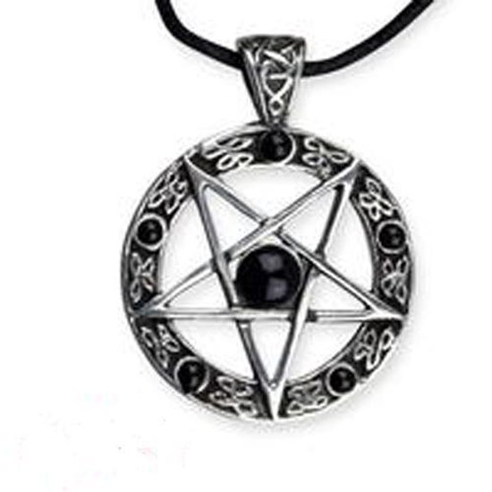 etNox - pendant Black Pentagram - 925 silver