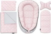 Babynestje - Babynest 5 elementen SET - Draagbare nest met dekentje - Dubbelzijdig - 60 x 105 cm - Paardenbloem