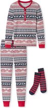 Schiesser Dames Pyjama - Geschenkset met sokken- Rood - Maat S