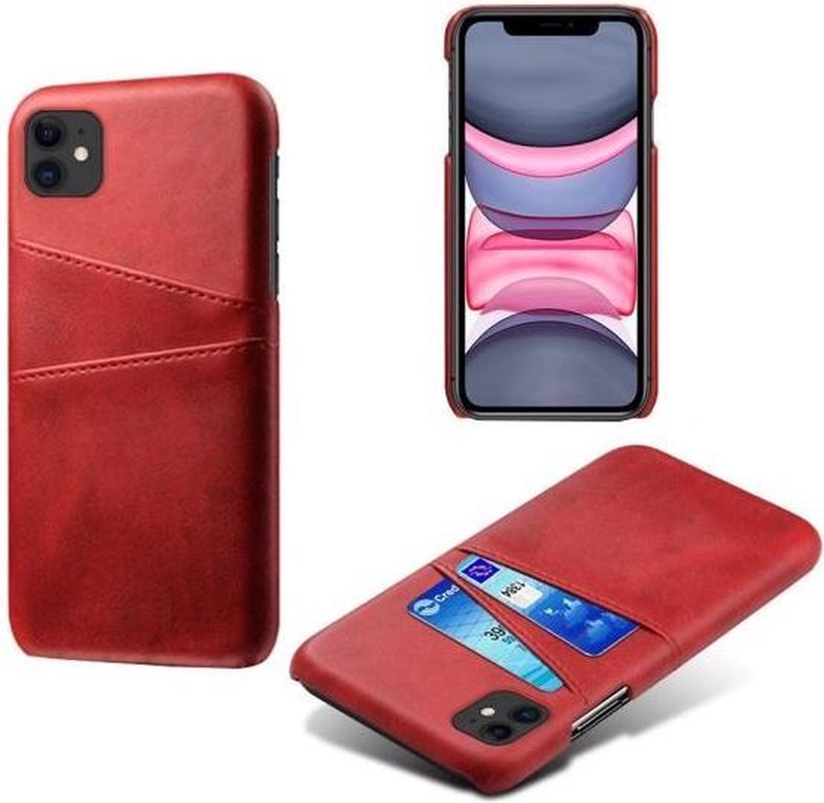 Hybride Back Cover met 2 Opbergvakjes voor iPhone 11 _ Rood