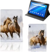 Tablethoesje Lenovo Tab E10 Cover met Magneetsluiting Paarden