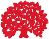 Boom vilt onderzetters  - Rood - 6 stuks - ø 9,5 cm - Tafeldecoratie - Glas onderzetter - Cadeau - Woondecoratie - Woonkamer - Tafelbescherming - Onderzetters Voor Glazen - Keukenb