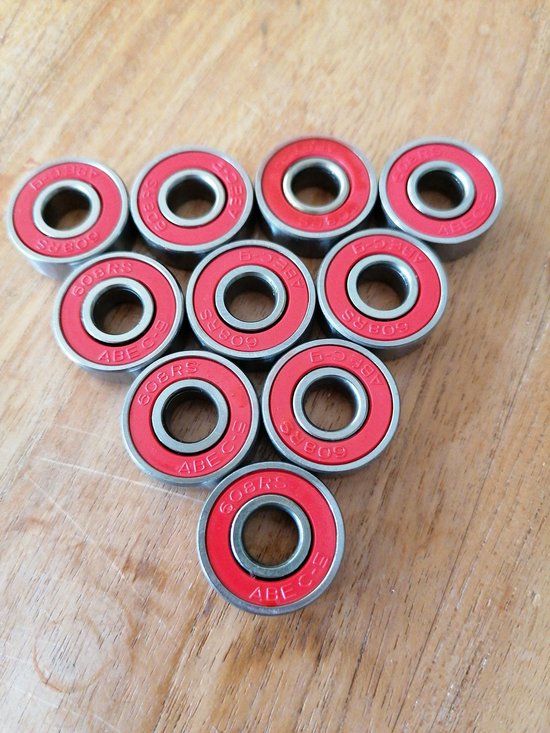 Lager  608  RS ABEC 9  (10 stuks) (rood)  Inwendige diam.: 8 Uitwendige diam.: 22 Breedte: 7 mm