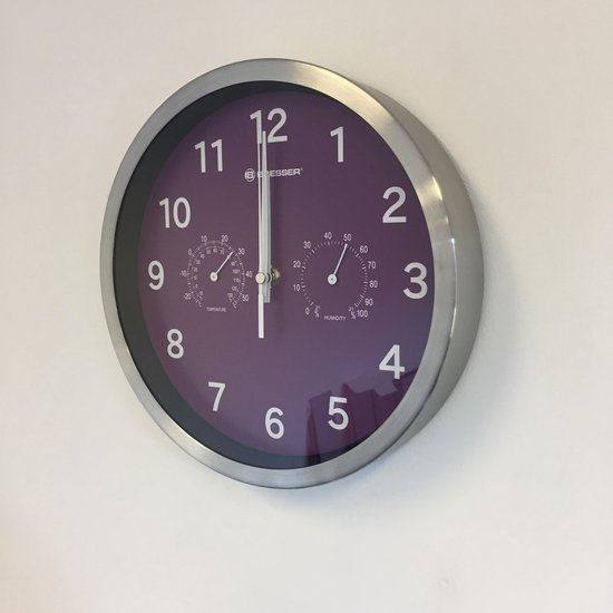 Horloge murale Compteur de température et hygro Design moderne Violet