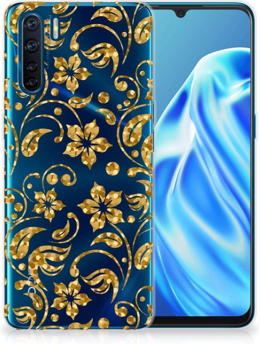 OPPO A91 TPU Case Gouden Bloemen