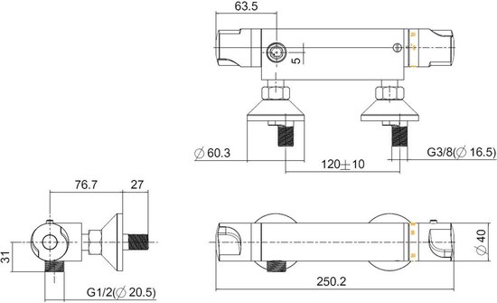 Novaservis Thermostaat kranen - Thermostatische douchekraan, chroom 2862/1,0