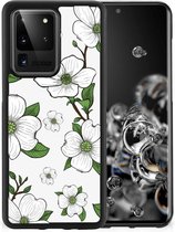 Smartphone Hoesje Geschikt voor Samsung Galaxy S20 Ultra Trendy Telefoonhoesjes met Zwarte rand Dogwood Flowers