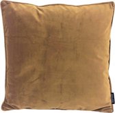 Velvet Piped Kussenhoes | Fluweel - Polyester | 45 x 45 cm | Bies Goud/Bruin